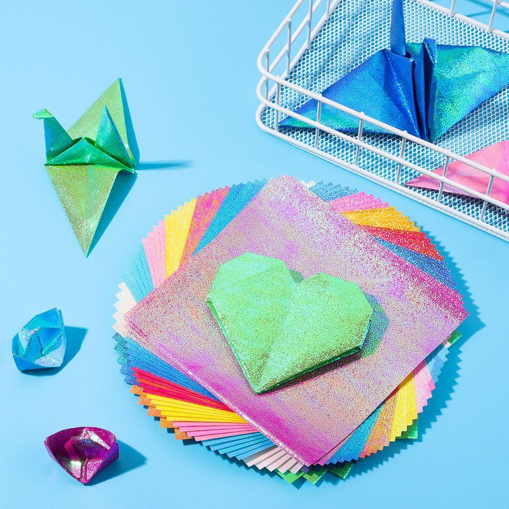 Preva 50lembar Kertas Origami Glittering Bahan Handmade Satu Sisi Perlengkapan Alat Tulis Scrapbooking Dekorasi