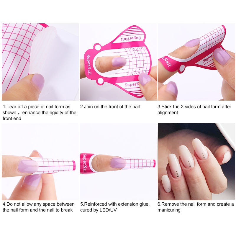 10 / 100pcs Cetakan Extension Kuku Palsu Akrilik UV Gel Untuk Manicure