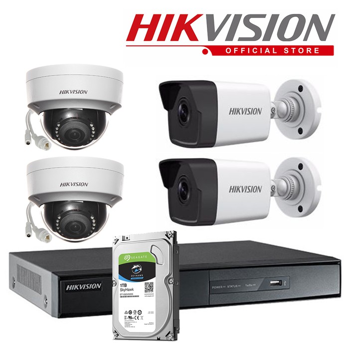 PAKET CCTV NVR HIKVISION DS-7104 NI-Q1/M 4CH + 4 IPCAM + HDD 1TB+PoE+100M