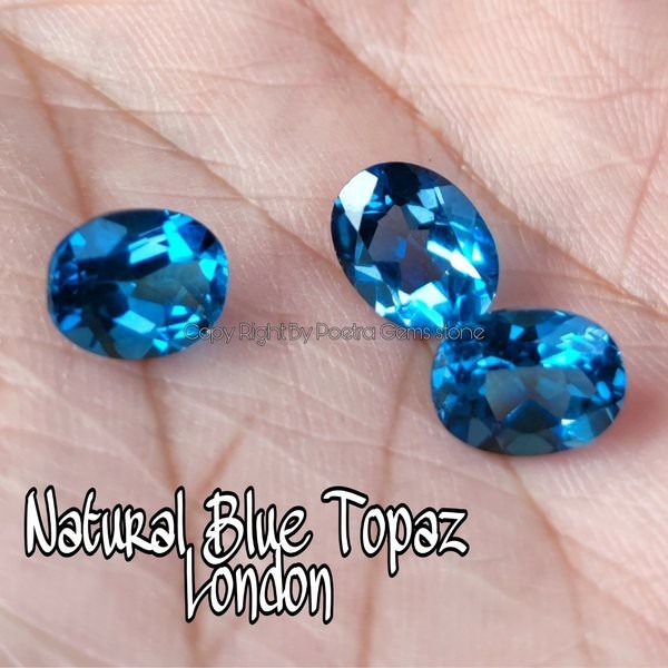 Cincin Batu Permata Natural Blue Topaz London Minimalis Termurah