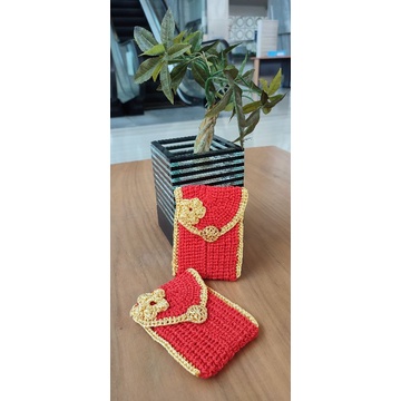 

dompet angpao imlek /kantong angpao multifungsi handmade rajut pertama original