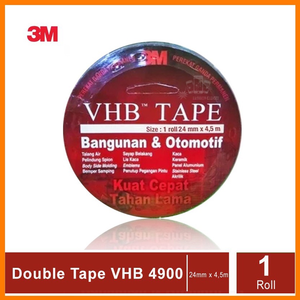 Lem 3M VHB Double Tape Automotive 4900 Size 12mm X 4.5m - Double Tapes Mobil &amp; Bangunan Original