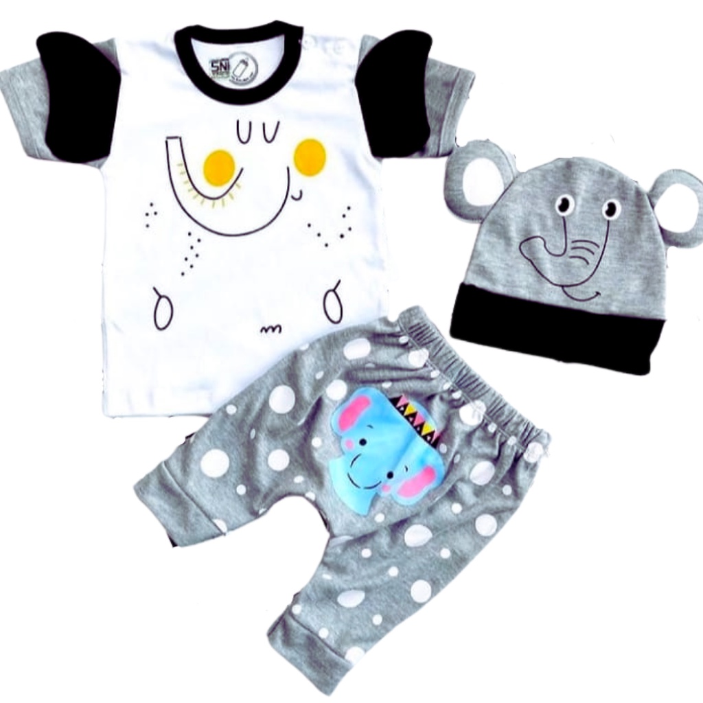 Baju Anak Bayi Laki Laki 6 12 Bulan 1 Tahun Setelan Bayi Cowok Lucu Elephant