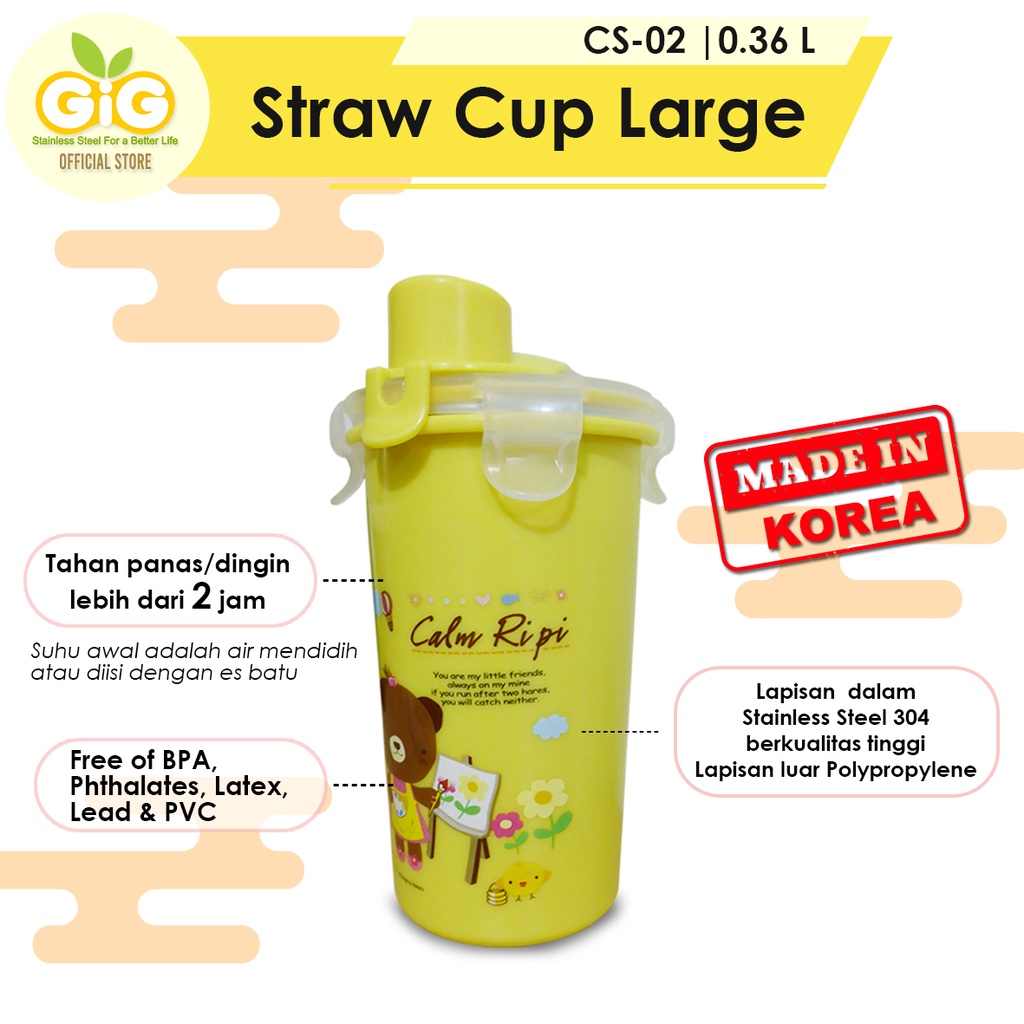 Botol Minum Anak GIG Baby Straw Cup Large CS-02/Termos Anak/Gelas Anak Kartun