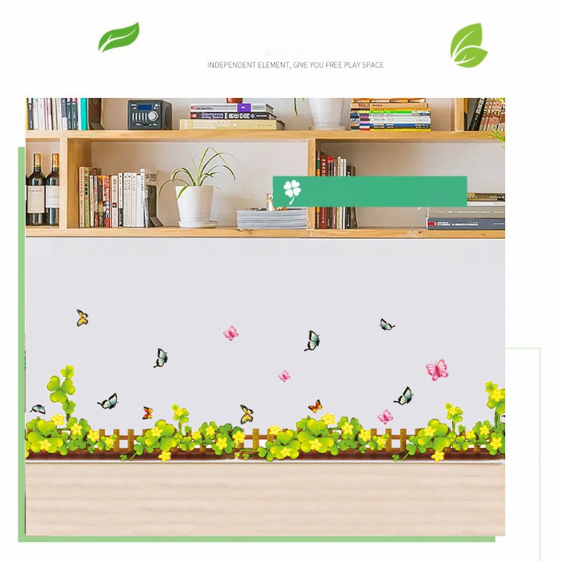 [ Flower grass and butterfly kindergarten wall Stickers decoration for  Home Living Room Bedroom ]