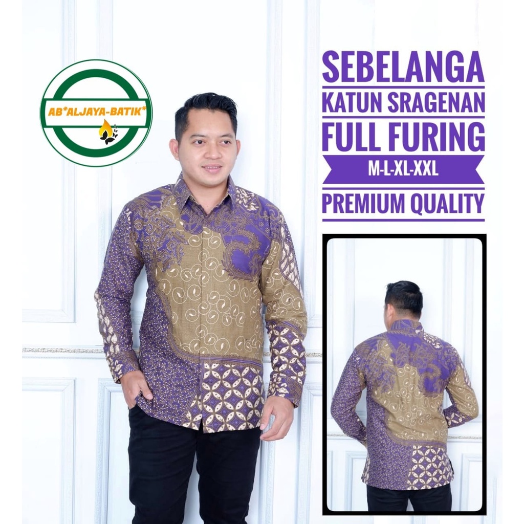 baju batik pria lengan panjang modern S M L XL XXL BAJU PREMIUM KEKINIAN TERBARU UNGU