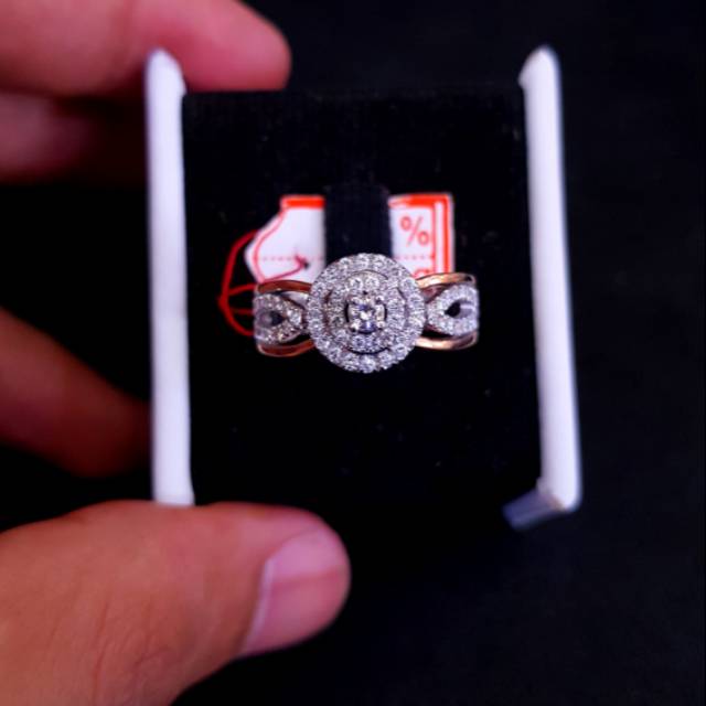 Cincin emas putih berlian eropa natural