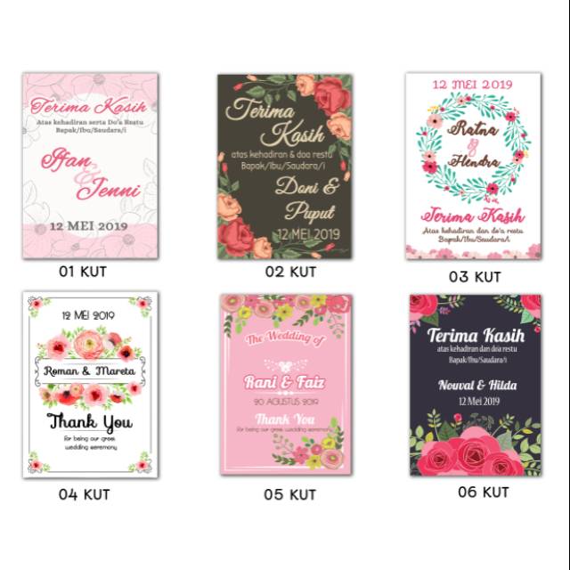 

KUT kartu terima kasih kartu souvenier murah cantik harga per 50pcs