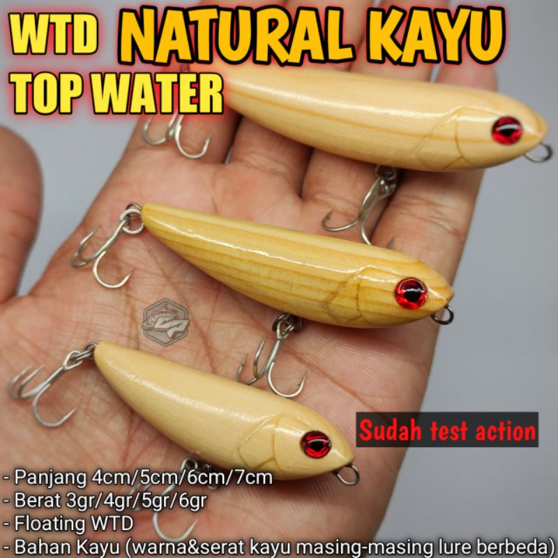 WTD NATURAL KAYU / Natural wooden lure / WTD kayu / Stick Bait / Pencil Lure