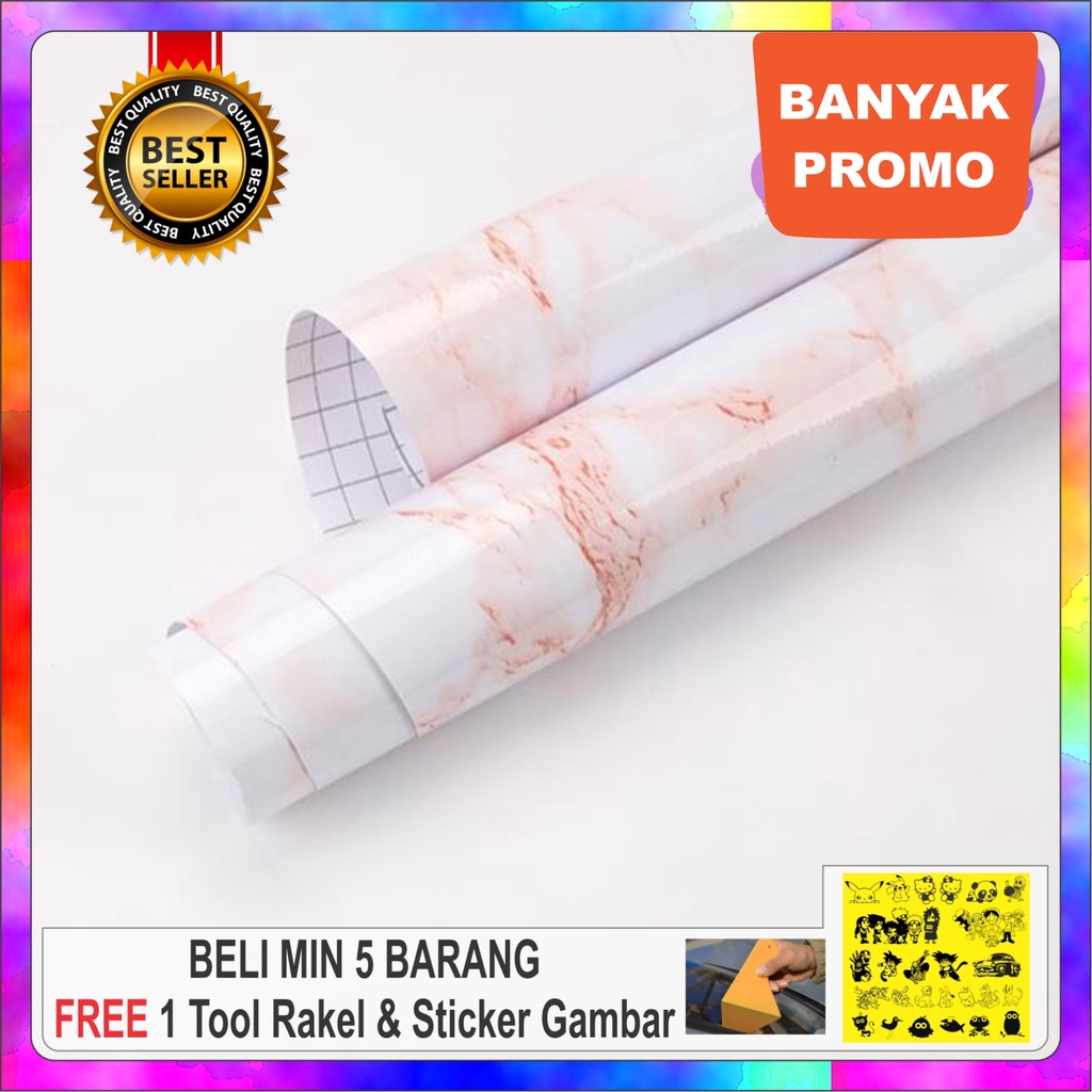 Stiker Motif Marmer / Wall Sticker / Wallpaper / Stiker Marmer Marble Glossy Tebal Pelapis Lemari Me