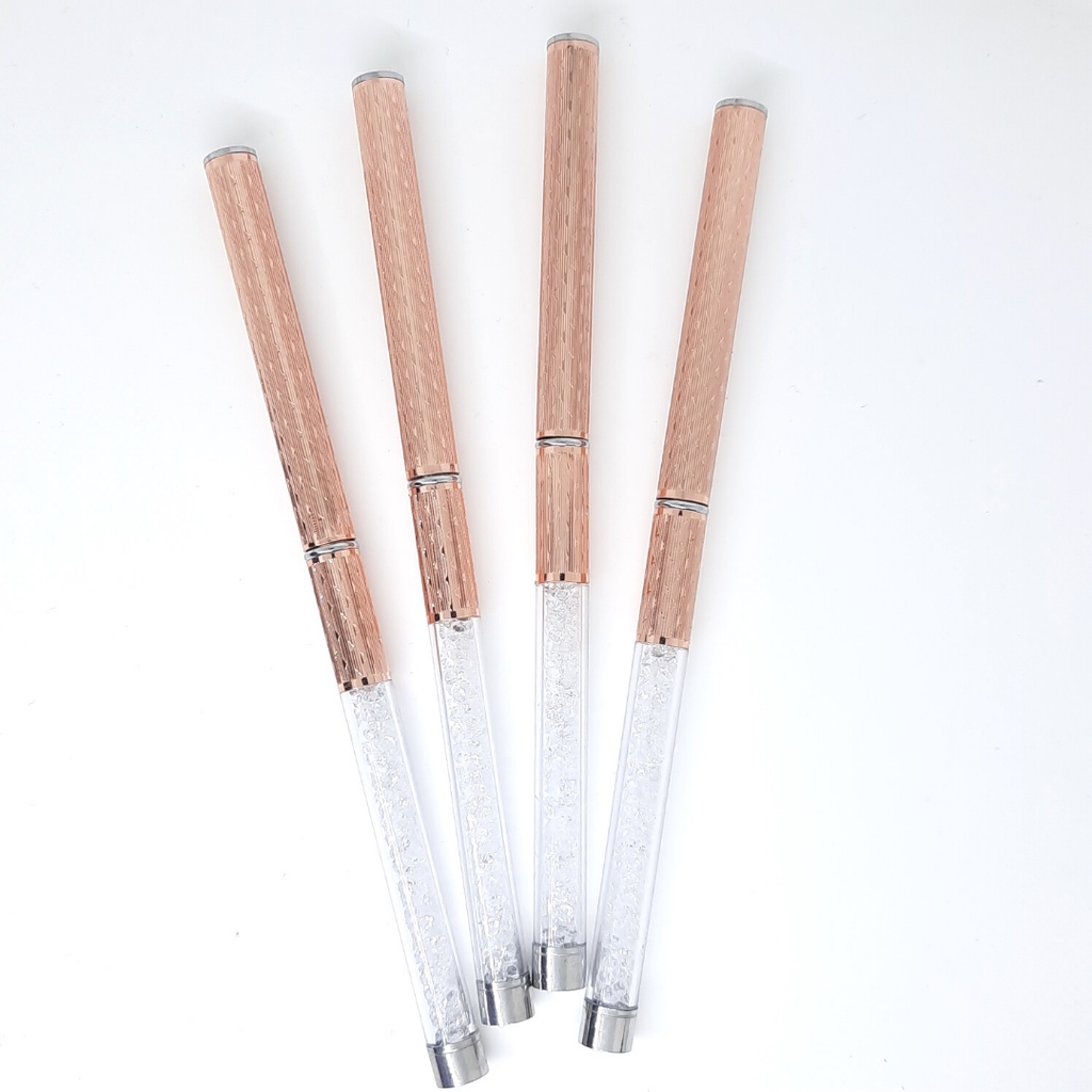 Brush Set Crystal putih rose gold tutup