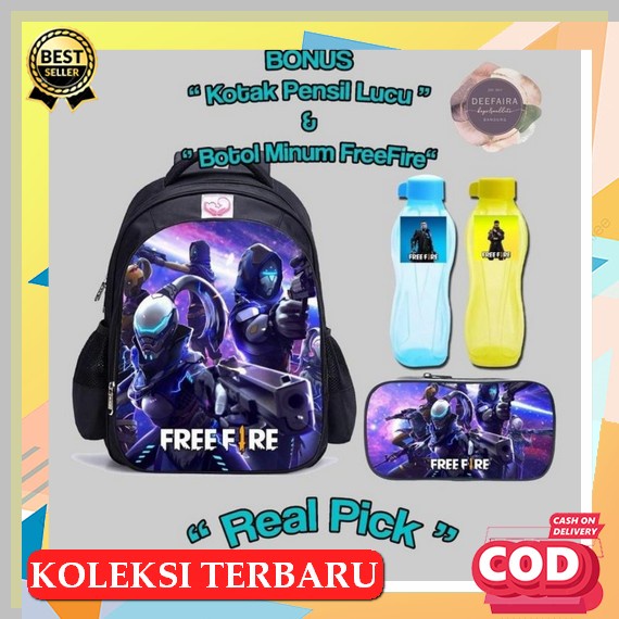 C&M Tas Ransel Anti Air Backpack Wanita Hitam Motif Likethis Korea Kls 1-2-3-4 Sekolah Kerja Ta126B5