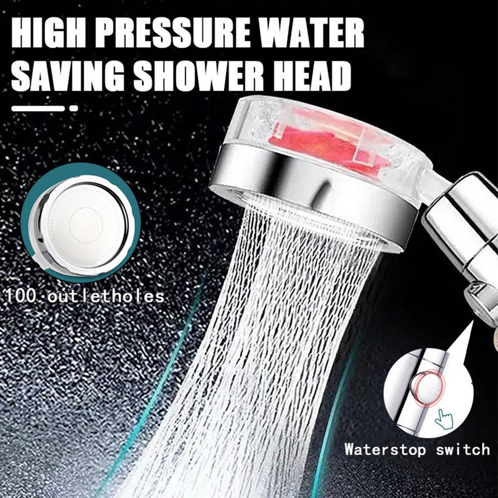 PREVALENT Turbo Charged Handheld Turbocharged Pressure Water Saving Spray 360 Rotated Rainfall Shower Head Bathroom Pressurized Massage Turbo Fan with Filter and Pause Switch Spinning Propeller Shower