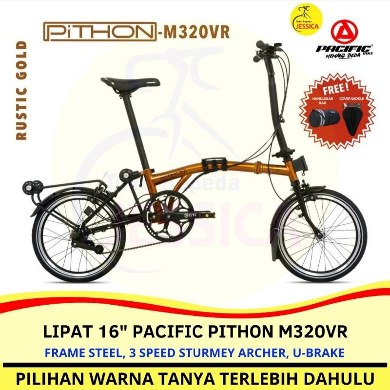 Sepeda Lipat 16 inch Pacific Pithon - Phyton Lipat 3 Trifold