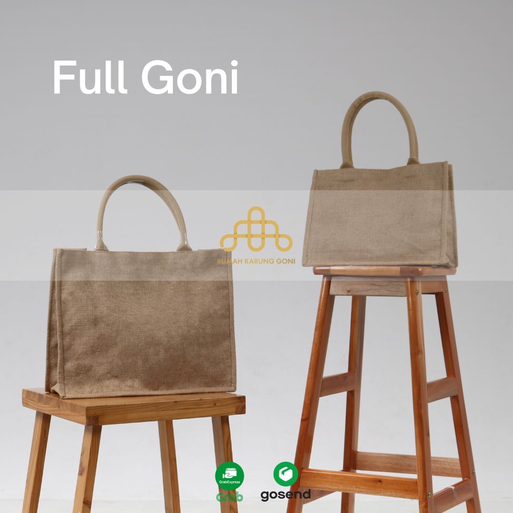 Totebag Fagu Goni Canvas - Tas Goni Wanita Custom Nama – Tas Goni – Burlap Bag - Tas Mini