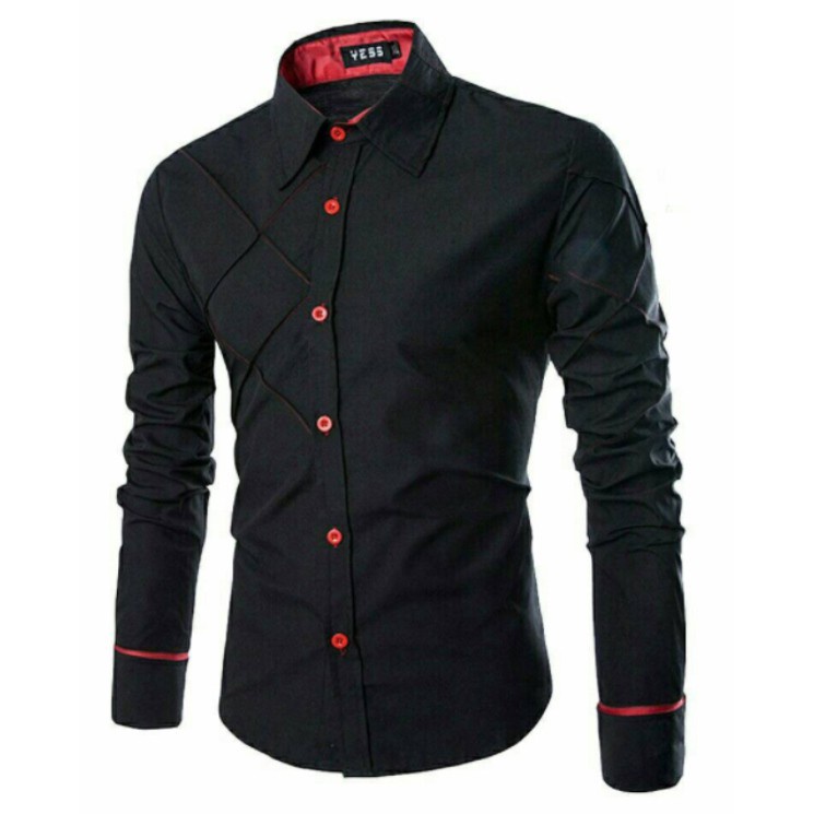 HipNop JAMES KEMEJA PRIA LENGAN PANJANG ATASAN PRIA LENGAN POLOS PAKAIAN COWOK COWO