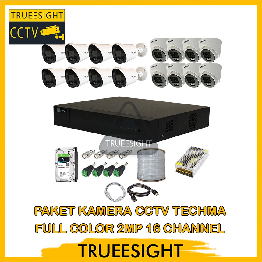 Paket Kamera CCTV Techma 2MP Full Color Plus Hilook 16 Channel