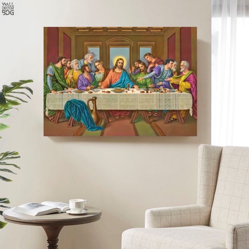 Hiasan Dinding Perjamuan Kudus Walldecor Kristen Poster Kayu Rohani Dekorasi Ruang Tamu