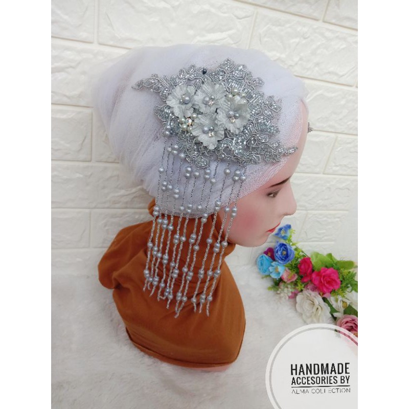 headpiece juntai rumbai full payet