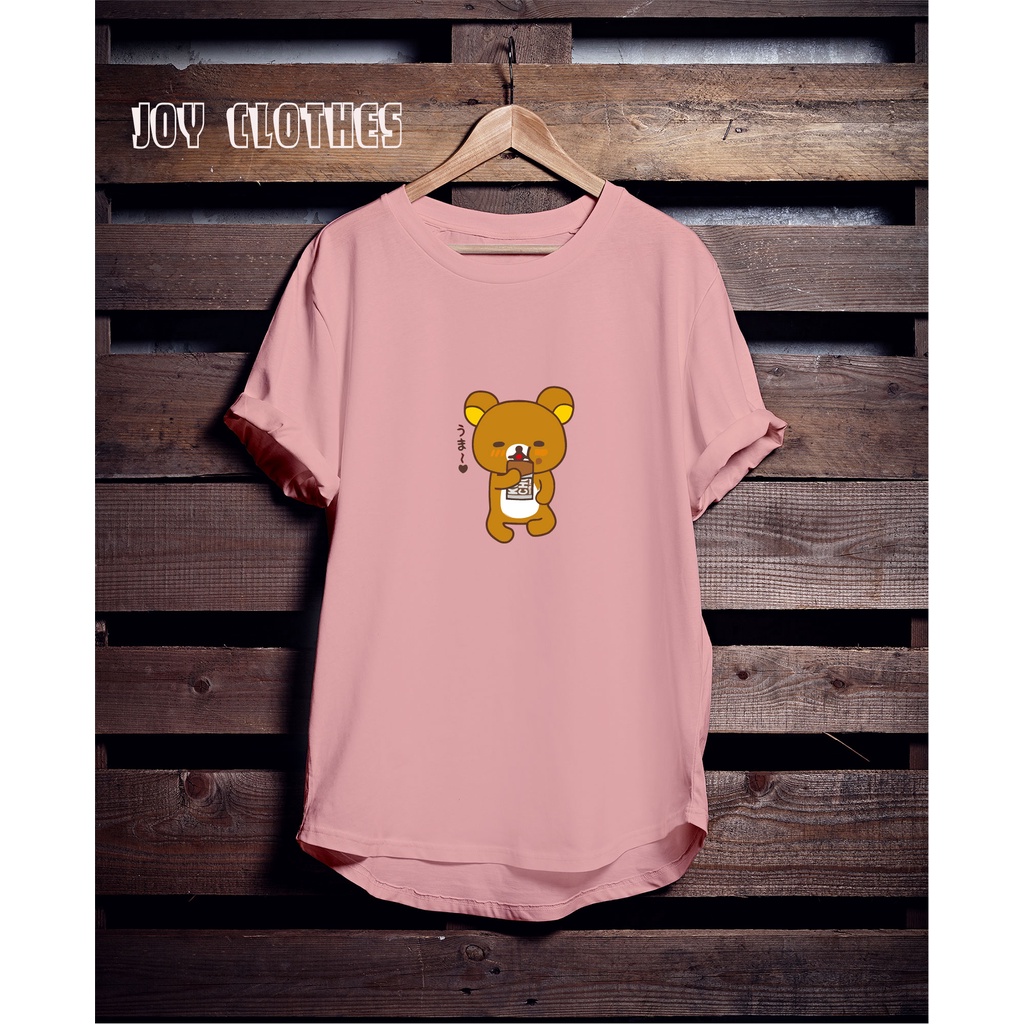 RILAKKUMA COLLECTION TSHIRT/ RILAKKUMA EAT COCHOLATE/ KAOS WANITA PEACH/ PEACH TSHIRT