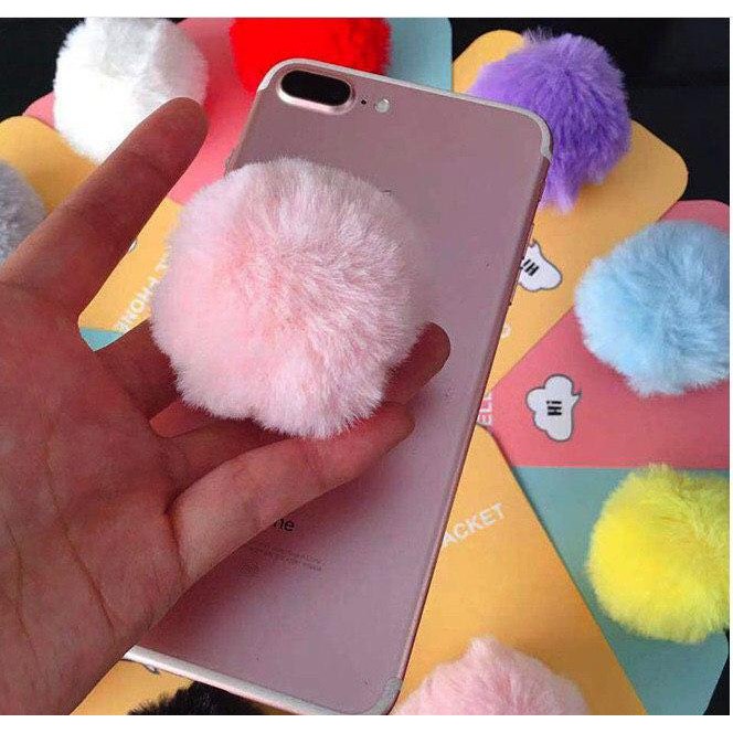 Popsocket PVC Motif POMPOM AB24 Warna 3D Pop socket Bulu Warna Aksesoris Hp Holder ACC