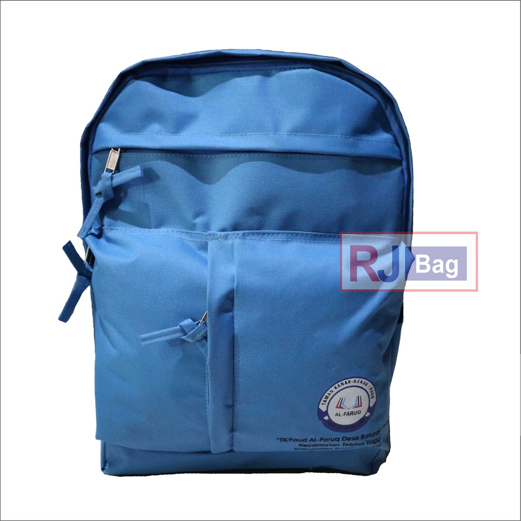 Pesanan Grosir Ransel Cewek Custom TK Alfaruq Tas Sekolah Anak Perempuan Termurah Biru Phium Saku Tegak Ransel Anak Distro Cantik