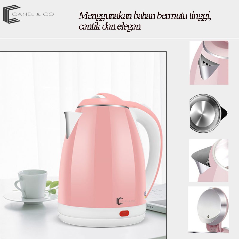 CANEL &amp; CO 650 Watt Teko Listrik Otomatis Stainless Steel 2.0 Liter Teh Kopi Rumah / Panci Listrik / Kompor Listrik / Teko Listrik  / Oven Listrik / Kantor KL-NS