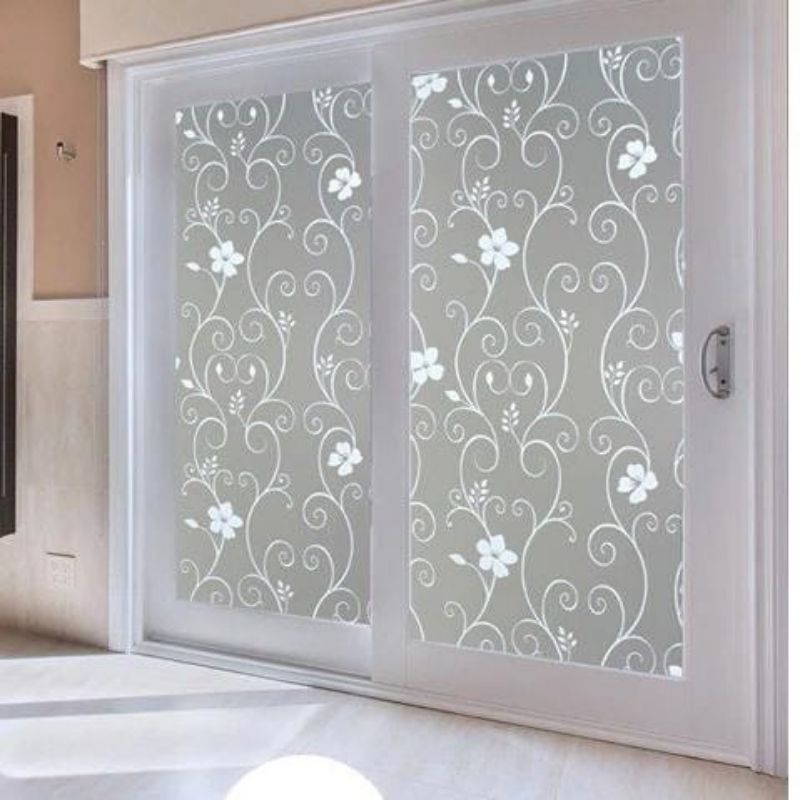 stiker kaca motif batik putih