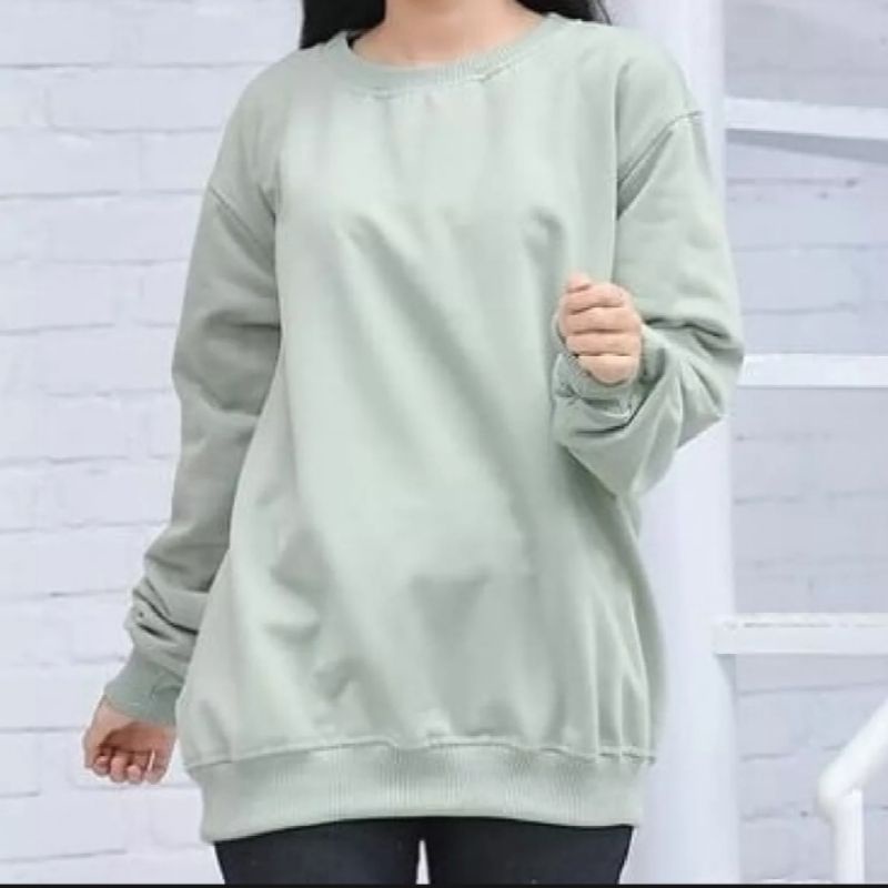 sweater basic hijau mint polos