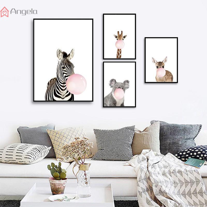 Nordic Wall Painting Canvas Print Poster Home Decor Baby Animal Girafe Zebra Art