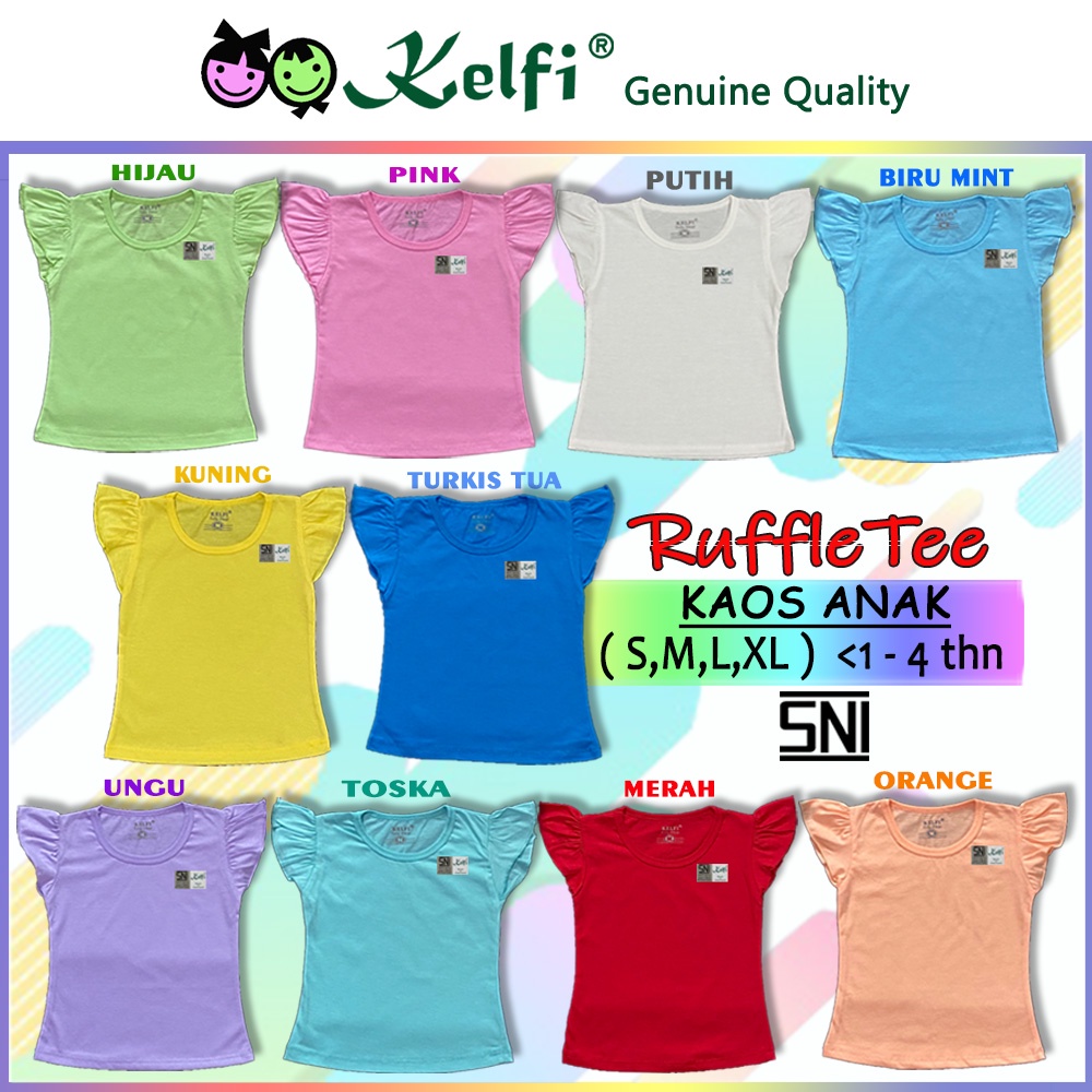 KELFI RUFFLE TEE - BAJU KAOS ANAK PEREMPUAN 10 WARNA