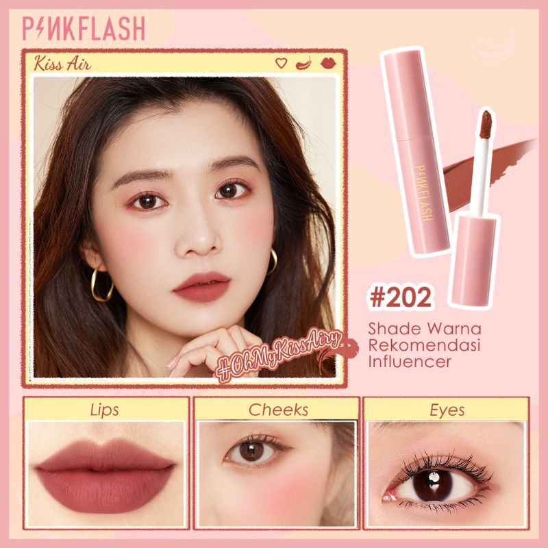 PINKFLASH OhMyKissAiry Kiss Air Matte Liquid Lipstick Waterproof Lip &amp; Cheek Tint Double Use Cruel