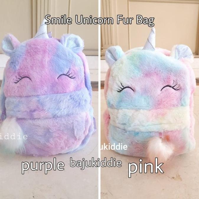 Promo Milanberry Smile Unicorn Fur Bag Tas Sekolah Anak Bulu Ala Smiggle Lol