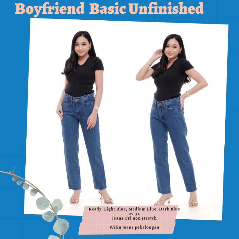 Celana Panjang Jeans Unfinished Wanita Celana Jeans Unfinished Dark Celana Panjang Unfinished Blue