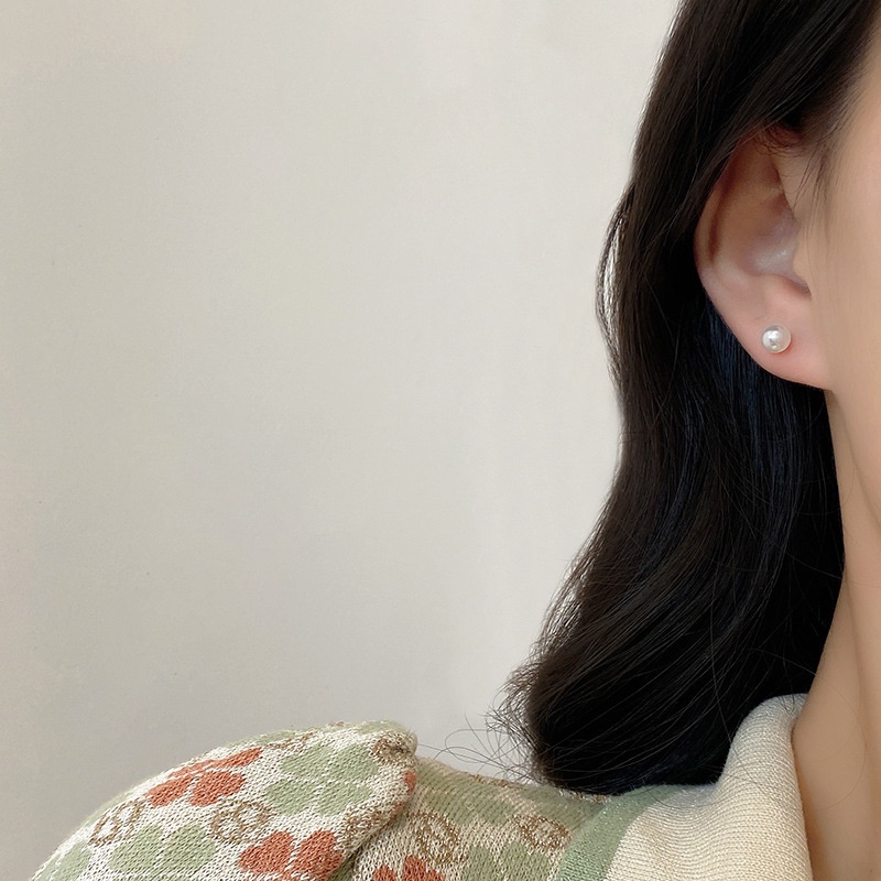 Shuling 3 Pasang / Set Anting Tusuk Silver 925 Aksen Mutiara Imitasi Untuk Perhiasan Wanita