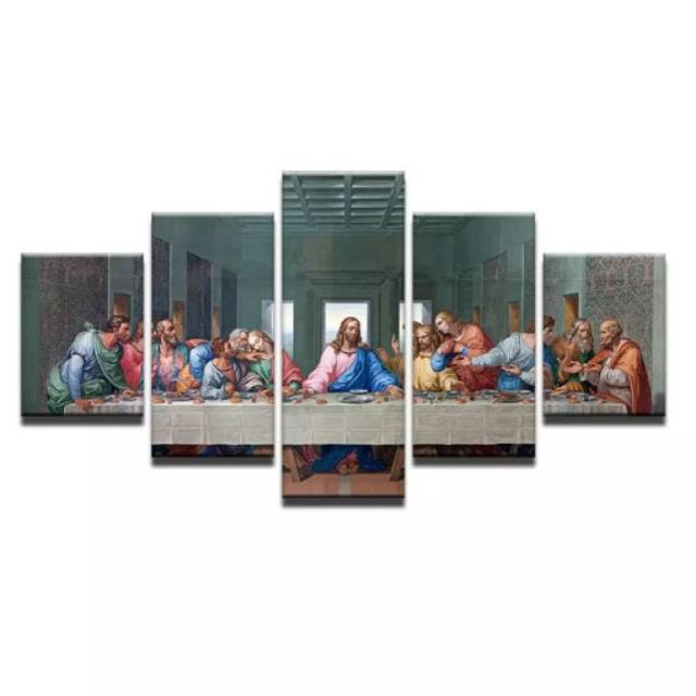 Lukisan Yesus Perjamuan Kudus Print Kanvas Terkenal Dari Leonardo Da Vinci