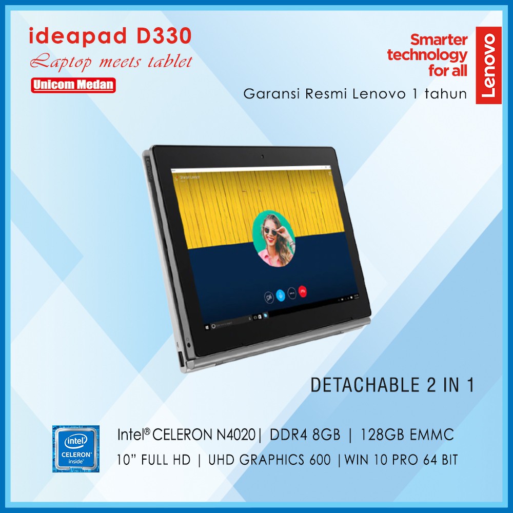 LENOVO IDEAPAD D330 TOUCHSCREEN 2 IN 1| INTEL N4020 | DDR4 8GB | 128GB | TABLET MODE