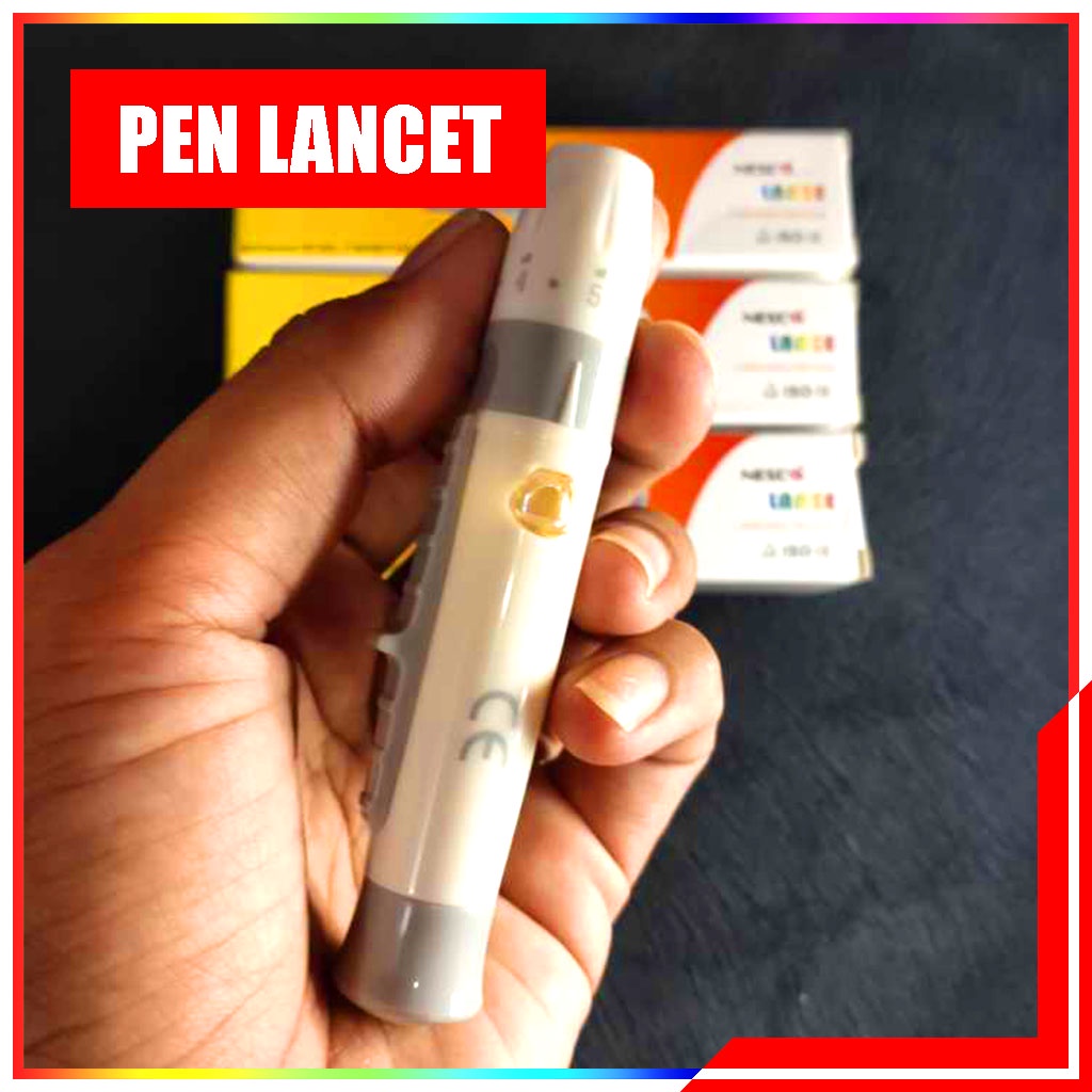 Nesco Lanze Pen Lancet Pen Jarum Auto Click Bonus 5 Jarum  /Alat Tusuk Jarum / Lancing Device Mode - Pen Bekam Lancing Device Pen Lancet General Care Free 5 Jarum