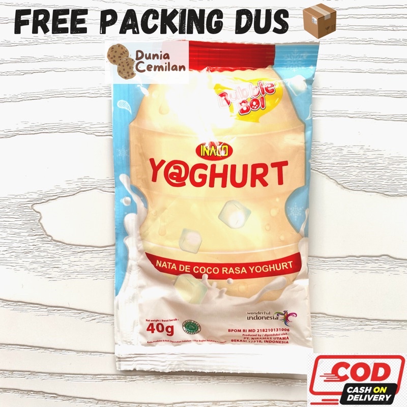 [TERMURAH!!] Inaco Bubble Boi Yaghurt 40gr - Nata De Coco Yoghurt Manis Enak Praktis