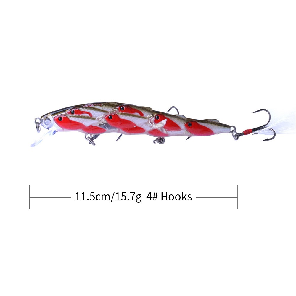 HENGJIA 1PCS 11.5cm/15.7g minnow Kelompok ikan umpan pancing swimbait with bulu fishing lure topwater