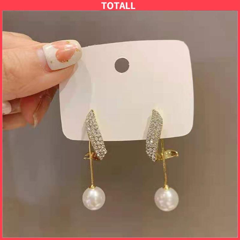 COD Anting Mutiara Berlian Elegan Anting Fashion Sederhana-Totall