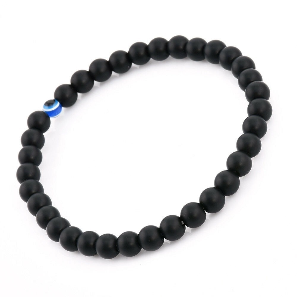 Gelang Manik-Manik Batu Obsidian Warna Hitam Untuk Pria Dan Wanita