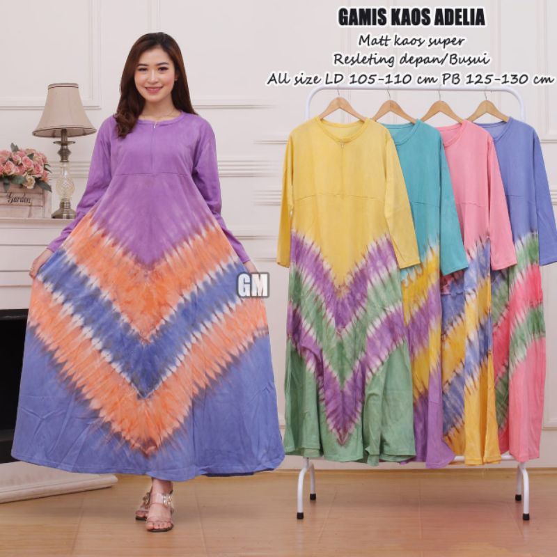 Gamis kaos termurah busui resleting depan kekinian