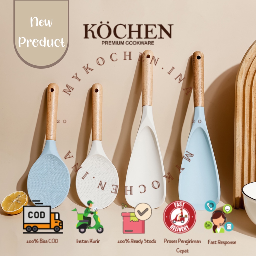 MYKOCHEN.INA Centong Spatula Gagang Kayu NEW Aesthetic Estetik Modern Minimalis Nordic