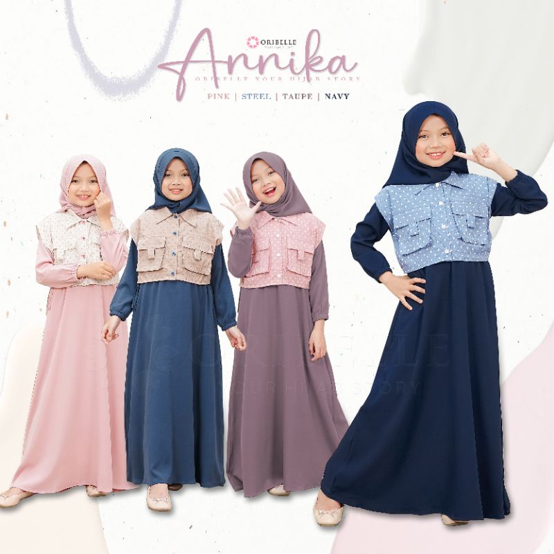ANNIKA BY ORIBELLE KIDS ORIGINAL Gamis couple mom kids Setelan Kulot Baju anak perempuan umur 10-12 