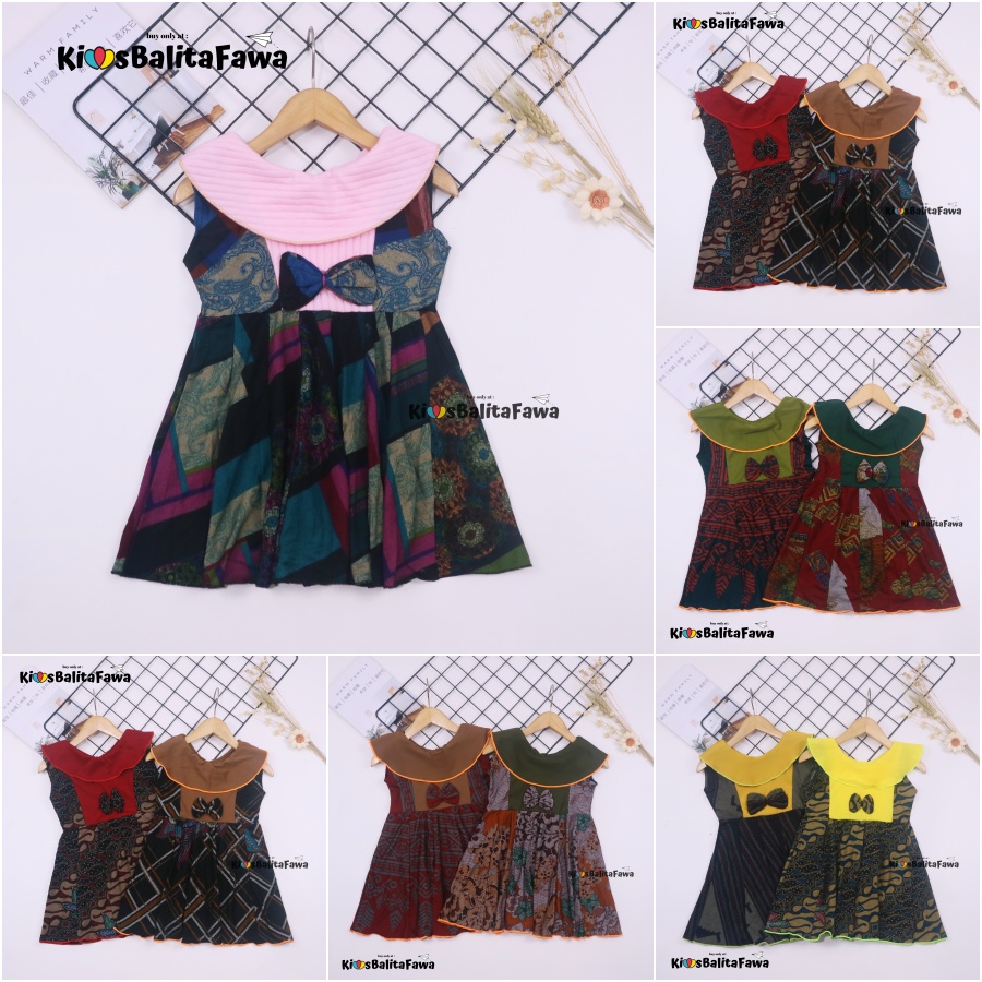 Dress Batik uk Bayi - 4 Tahun / Model Dres Baju Anak Perempuan Pesta Cewek Motif Bunga Modern Murah