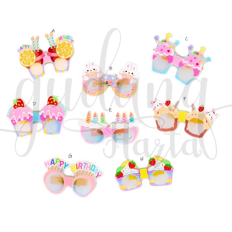 Jepit Rambut Birthday Cake Hairclip Motif Kue Ultah Kaca Mata GH 212059