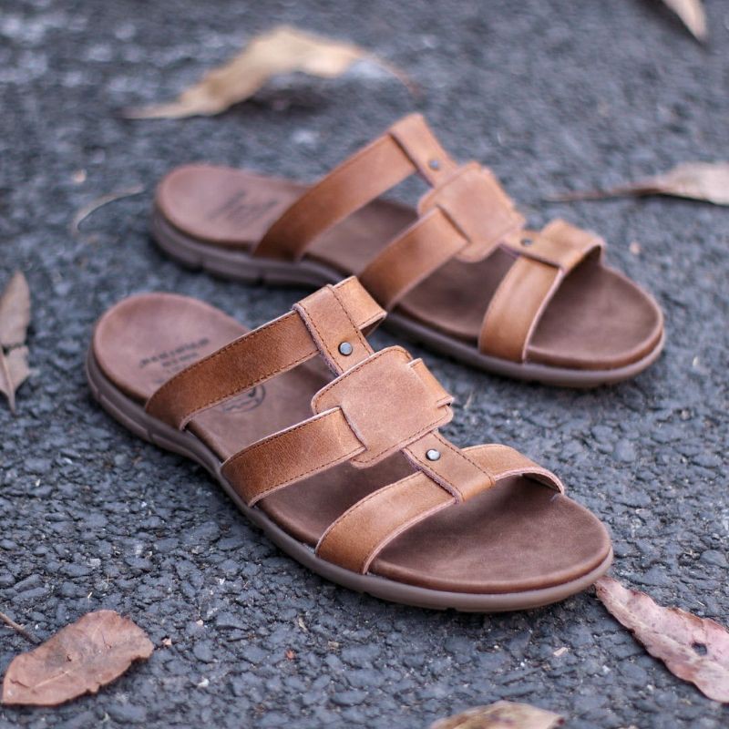 (DFOD) SANDAL KULIT PRIA 05 CEVANY BLACK BROWN TAN KULIT SAPI ASLI ORIGINAL