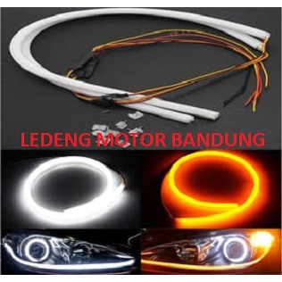 Dual Mode DRL Alis 60cm Lampu LED Fleksibel Double Color Dua Warna Motor Mobil