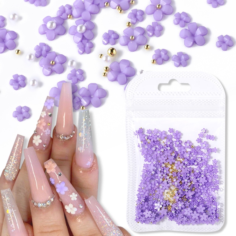 Perhiasan Manik-Manik Batu Berlian Imitasi Glitter 3D Ukuran Campur Untuk Dekorasi Nail Art